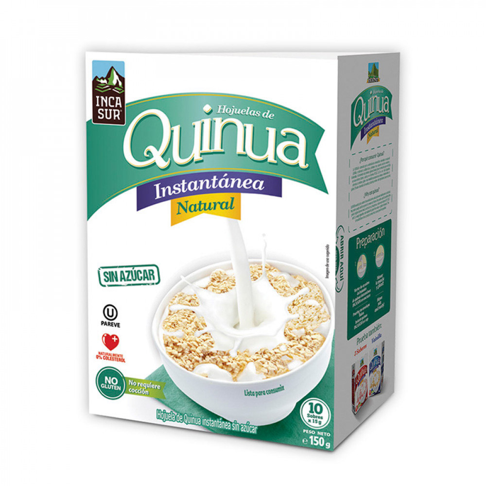 NATURAL INSTANT QUINOA FLAKES, without sugar. INCASUR — Lima, Peru